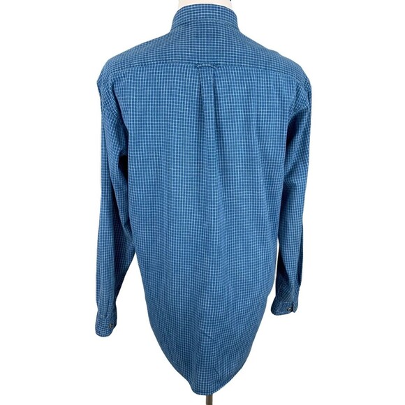 St Johns Bay Button Up Long Sleeve Shirt Blue Check Button-down Size MT ML - Picture 4 of 8